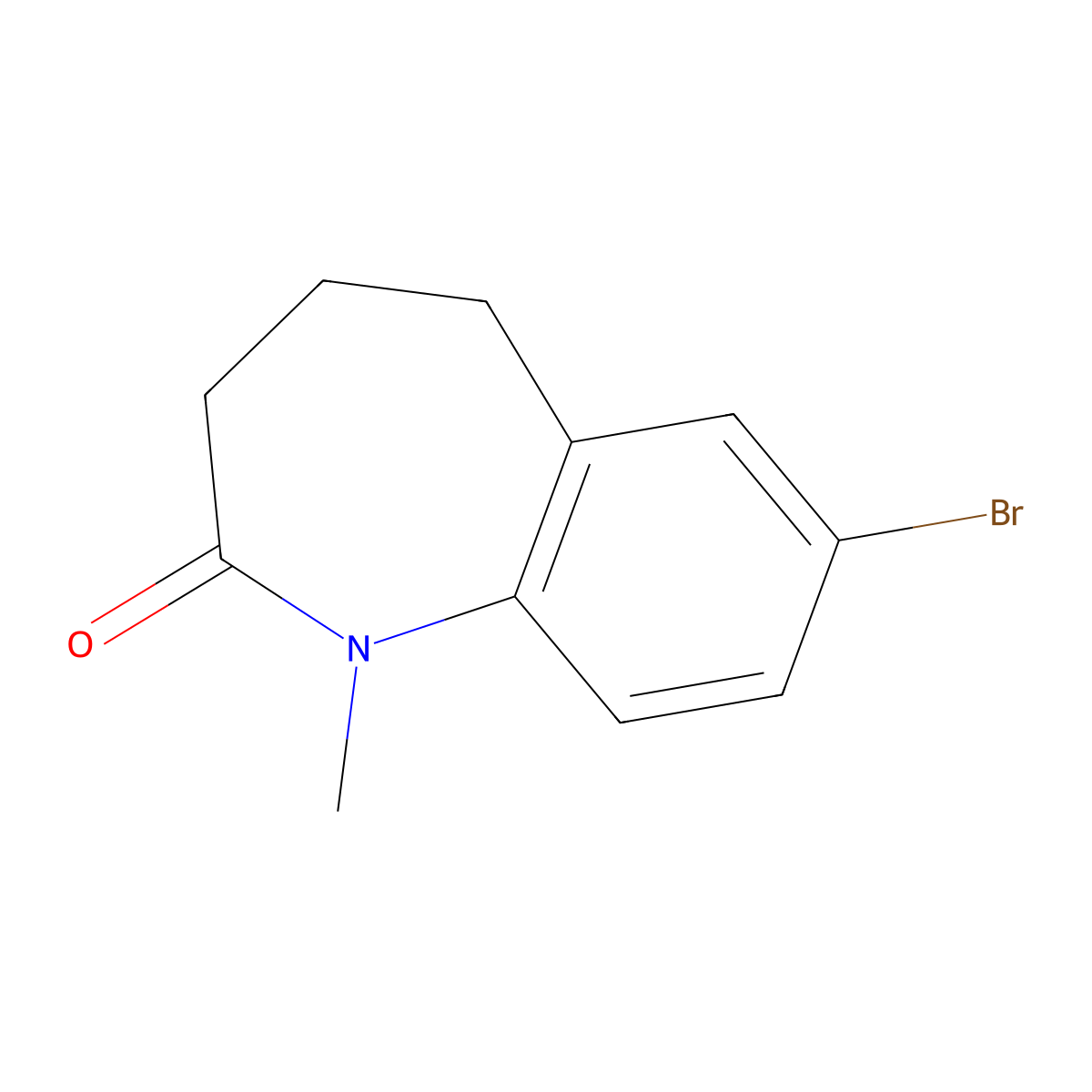 7-Bromo-1,3,4,5-tetrahydro-1-methyl-2H-1-benzazepin-2-one molecular structure, CAS 53842-00-5