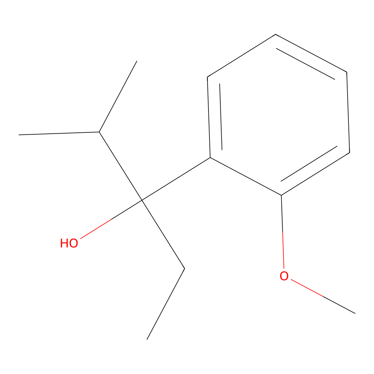 alpha-Ethyl-2-methoxy-alpha-(1-methylethyl)benzenemethanol molecular structure, CAS 53847-41-9