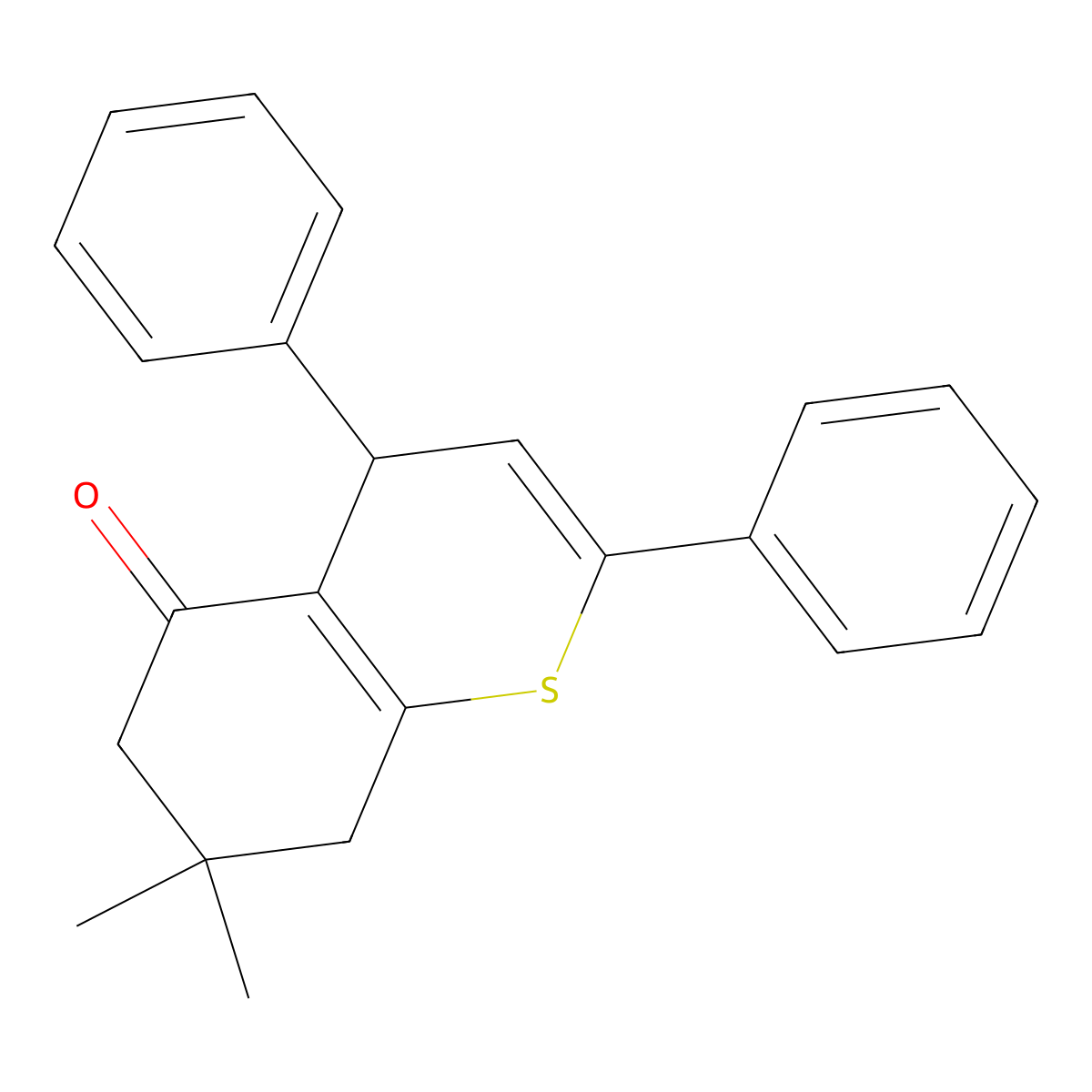 7,7-dimethyl-2,4-diphenyl-4,6,7,8-tetrahydro-5H-thiochromen-5-one molecular structure, CAS 53852-98-5