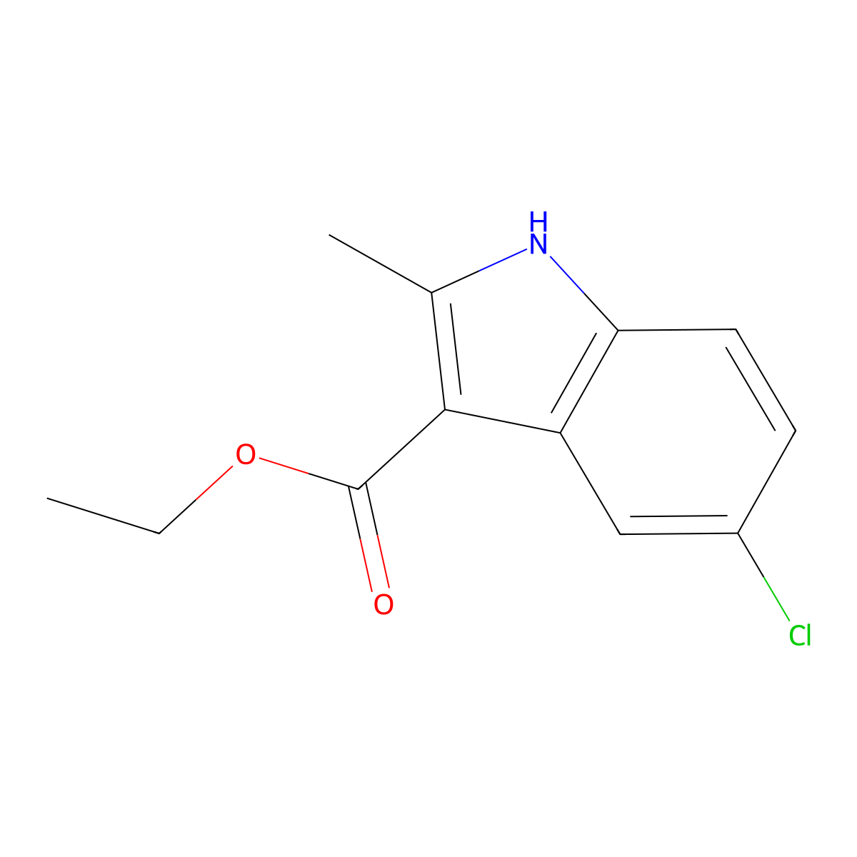 Ethyl 5-chloro-2-methyl-1H-indole-3-carboxylate molecular structure, CAS 53855-49-5