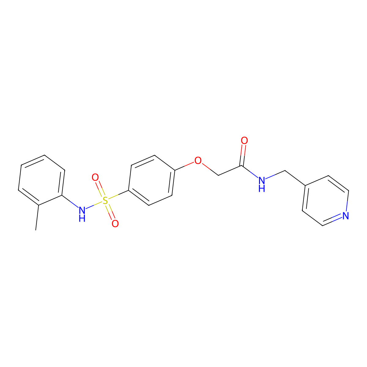 2-[4-[(2-methylphenyl)sulfamoyl]phenoxy]-N-(pyridin-4-ylmethyl)acetamide molecular structure, CAS 5386-86-7