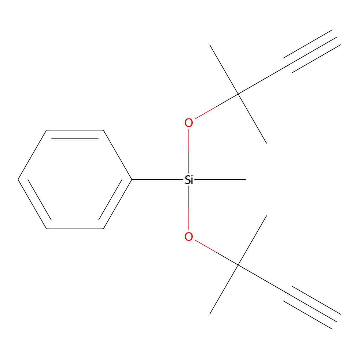 Methylbis[(2-methylbut-3-YN-2-YL)oxy]phenylsilane molecular structure, CAS 53864-01-0