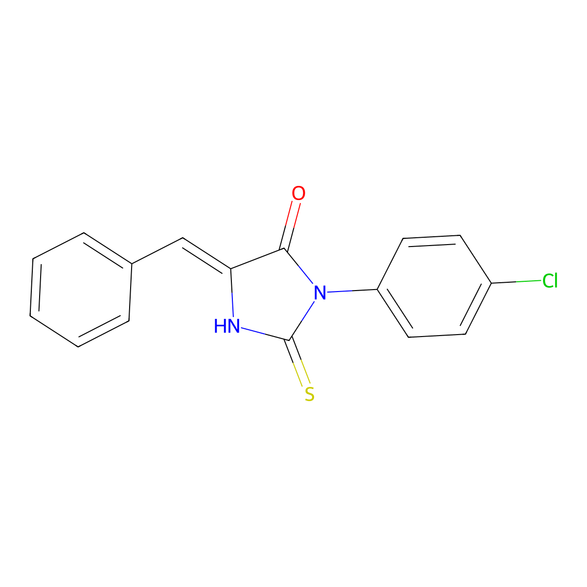 4-Imidazolidinone, 3-(4-chlorophenyl)-5-(phenylmethylene)-2-thioxo- molecular structure, CAS 53865-27-3