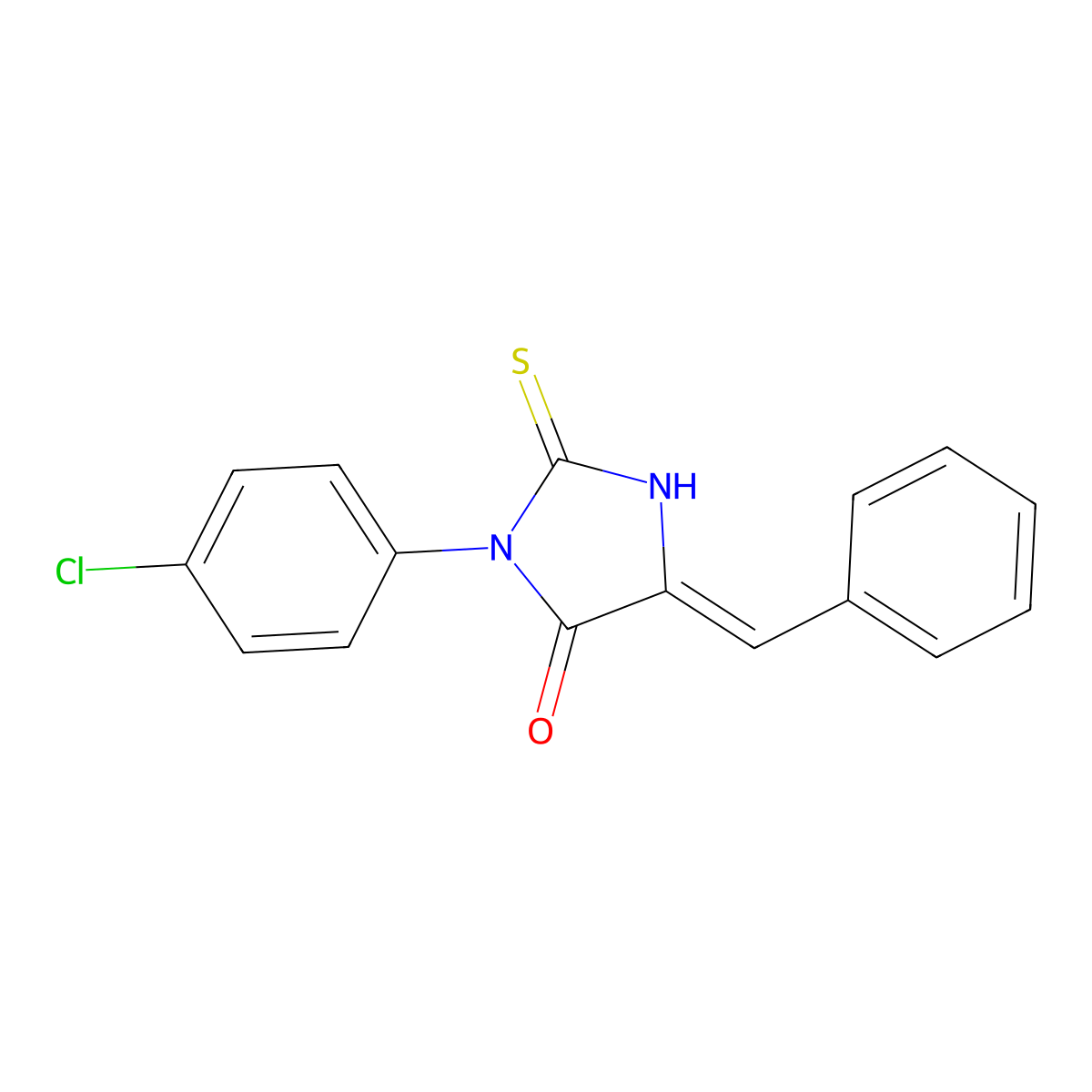 4-Imidazolidinone, 3-(4-chlorophenyl)-5-(phenylmethylene)-2-thioxo- molecular structure, CAS 53865-27-3