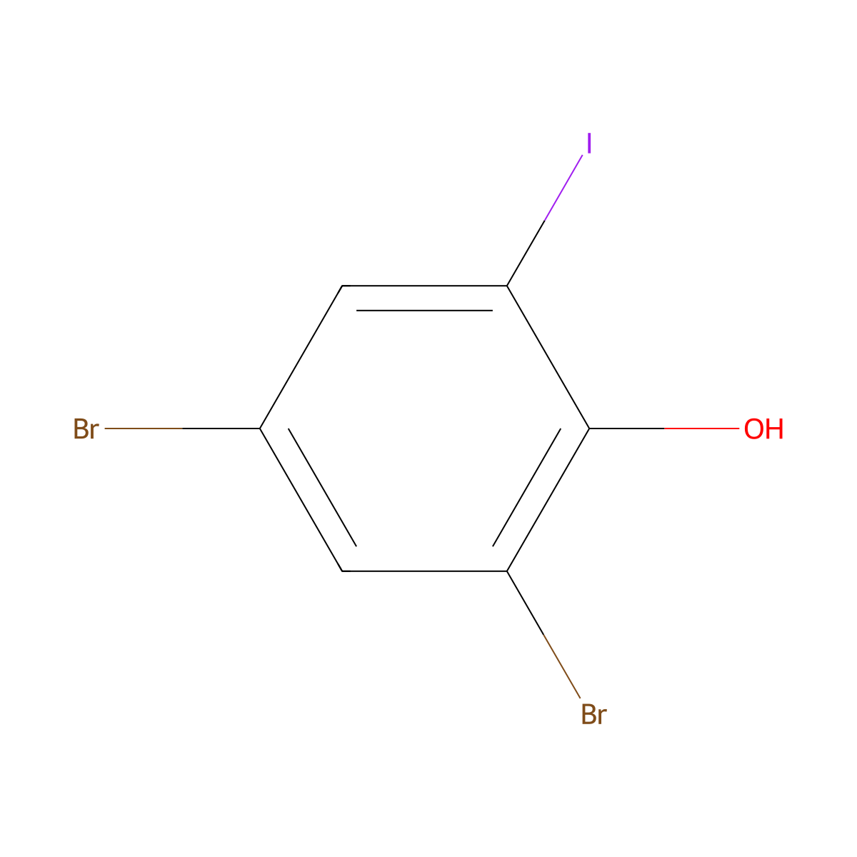 2,4-Dibromo-6-iodophenol molecular structure, CAS 53872-06-3