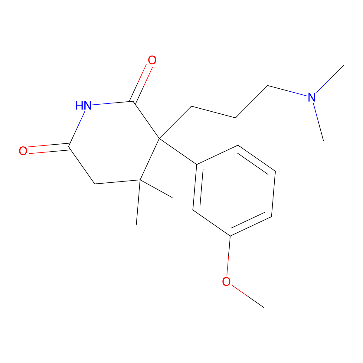 3-(3-(Dimethylamino)propyl)-3-(3-methoxyphenyl)-4,4-dimethyl-2,6-piperidinedione molecular structure, CAS 53873-21-5