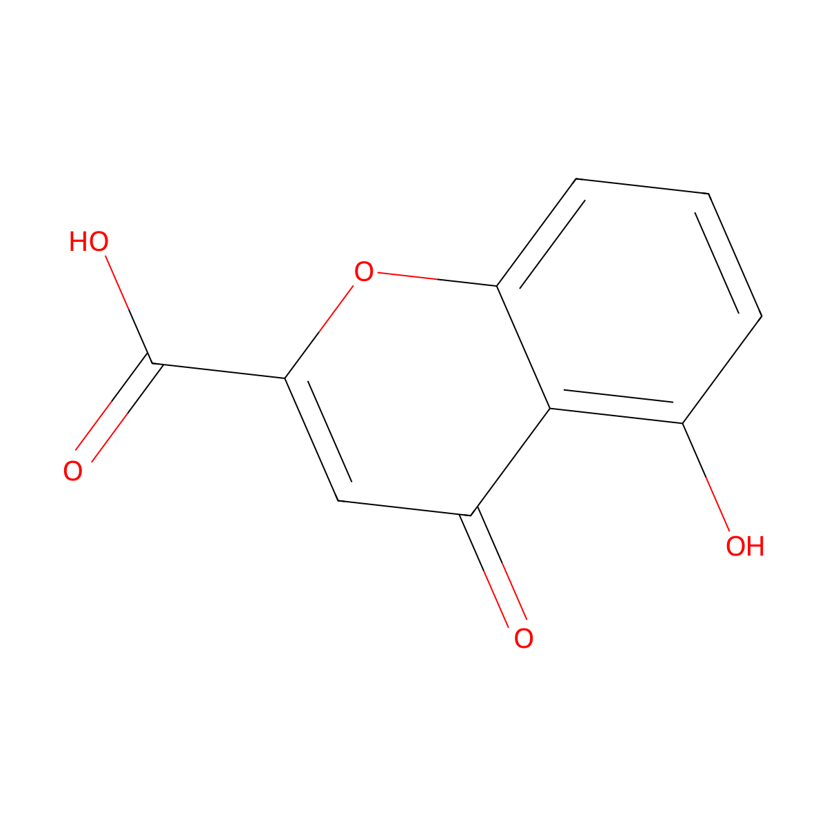 5-hydroxy-4-oxo-4H-chromene-2-carboxylic acid molecular structure, CAS 53878-47-0