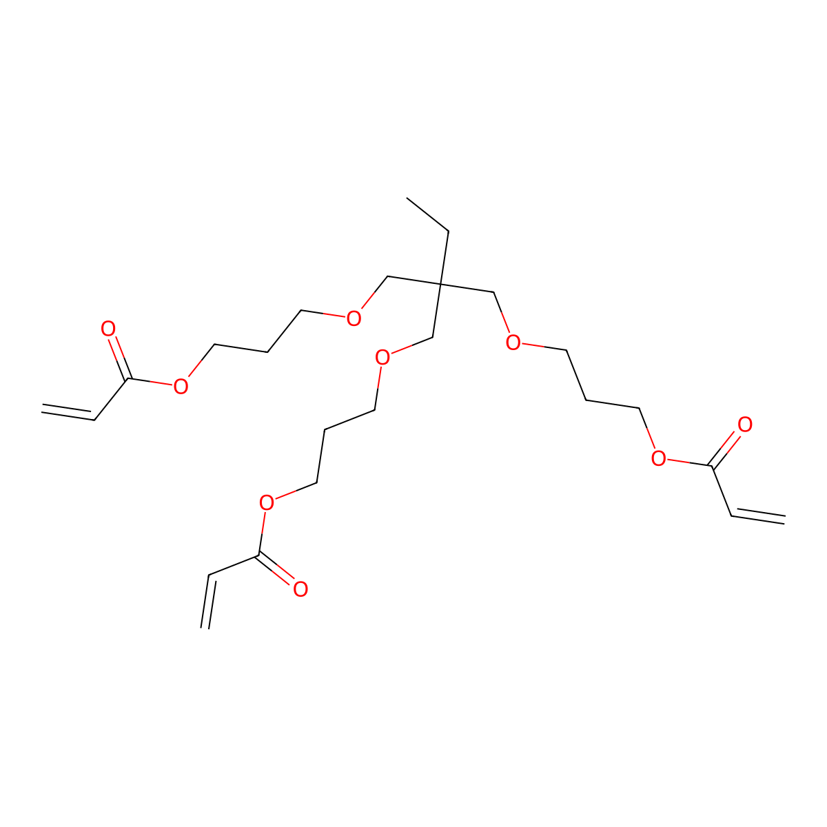 Trimethylolpropane propoxylate triacrylate molecular structure, CAS 53879-54-2