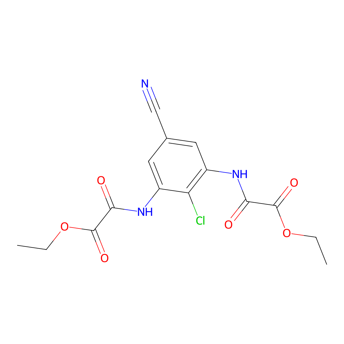 Acetic acid, 2,2'-((2-chloro-5-cyano-1,3-phenylene)diimino)bis(2-oxo-, diethyl ester molecular structure, CAS 53882-13-6