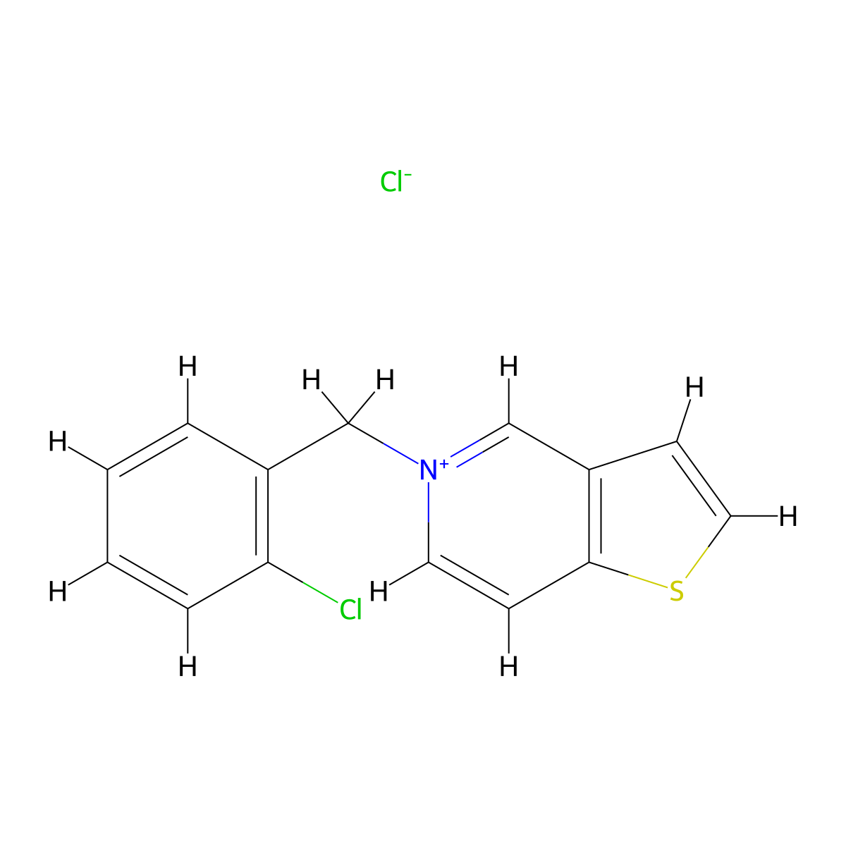 5-(2-Chlorobenzyl)thieno(3,2-C)pyridinium chloride molecular structure, CAS 53885-64-6