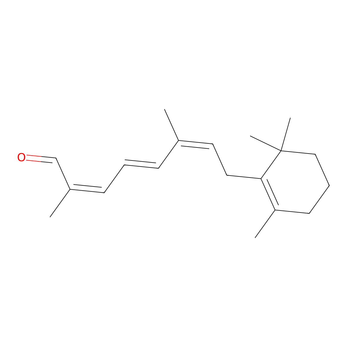 2,6-Dimethyl-8-(2,6,6-trimethyl-1-cyclohexen-1-yl)octa-2,4,6-trienal molecular structure, CAS 53892-71-0