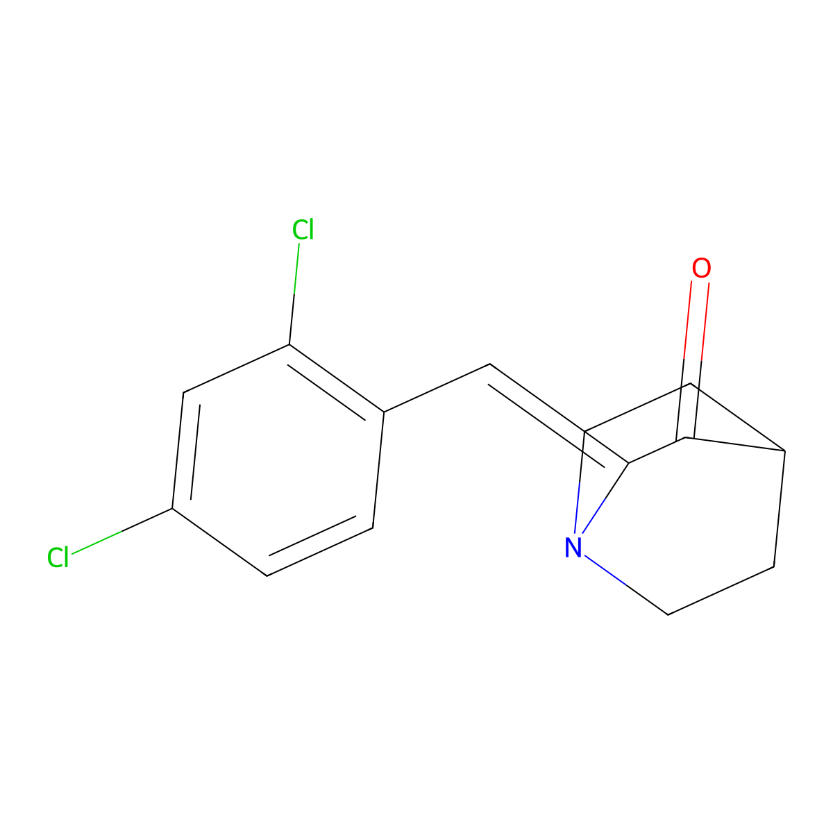 (2Z)-2-[(2,4-dichlorophenyl)methylidene]-1-azabicyclo[2.2.2]octan-3-one molecular structure, CAS 53898-72-9