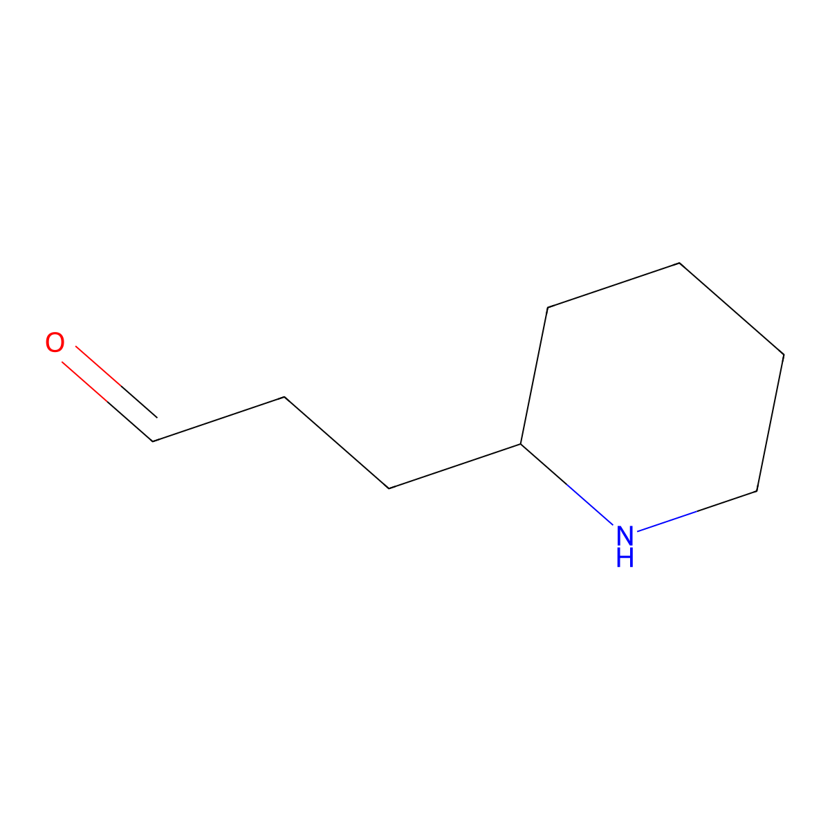 2-Piperidinepropanal molecular structure, CAS 539-34-4