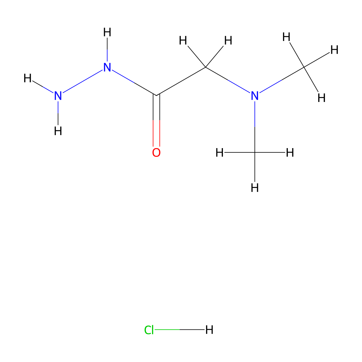 N,N-Dimethylglycine hydrazide hydrochloride molecular structure, CAS 539-64-0