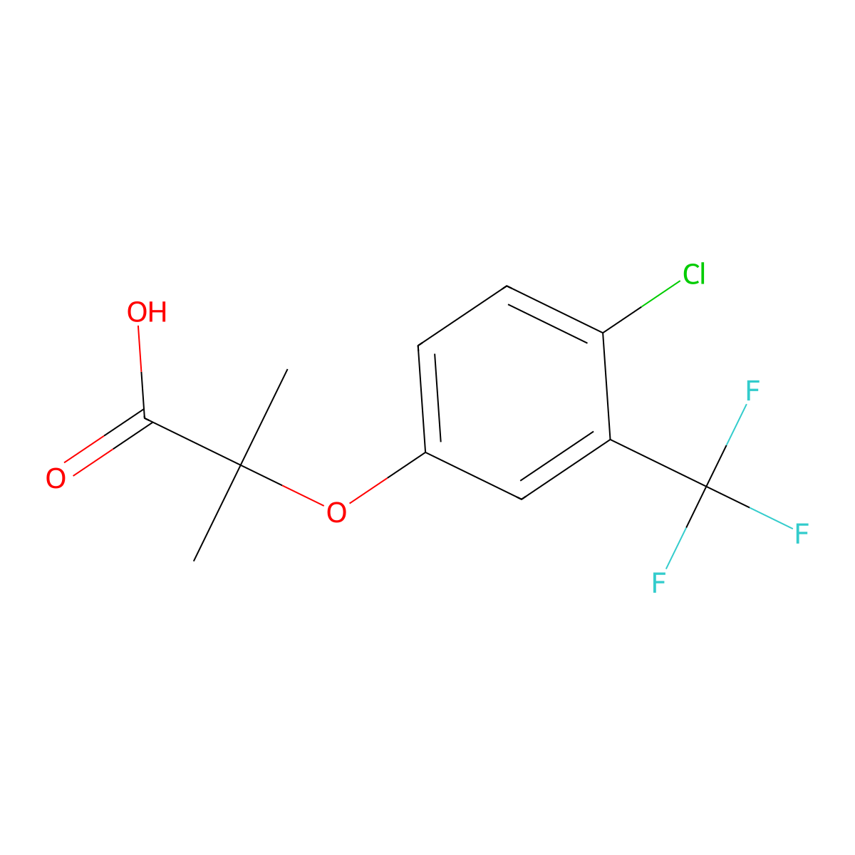 2-(4-Chloro-3-(trifluoromethyl)phenoxy)-2-methylpropanoic acid molecular structure, CAS 53903-56-3