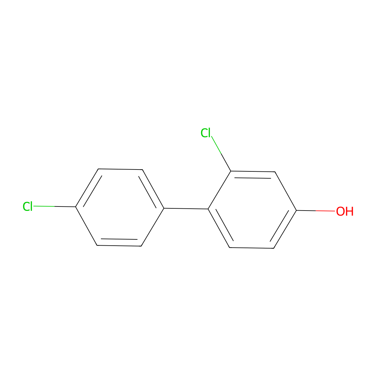 (1,1'-Biphenyl)-4-ol, 2,4'-dichloro- molecular structure, CAS 53905-32-1
