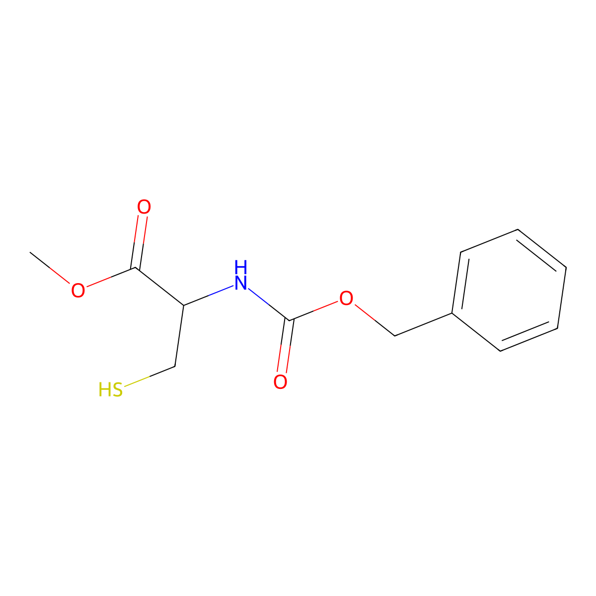 Methyl (2R)-2-{[(benzyloxy)carbonyl]amino}-3-sulfanylpropanoate molecular structure, CAS 53907-28-1