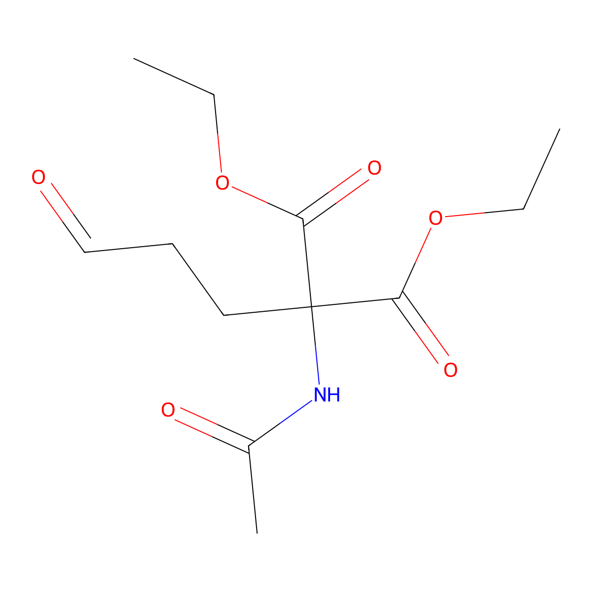 Diethyl 2-acetamido-2-(3-oxopropyl)propanedioate molecular structure, CAS 53908-65-9