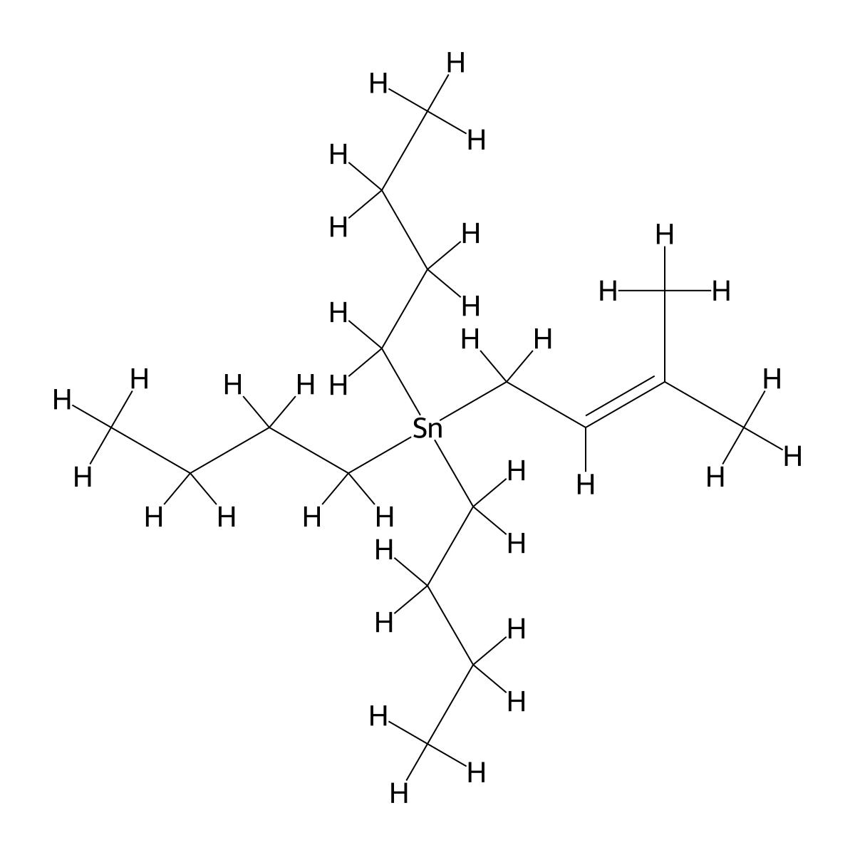 Tributyl(3-methyl-2-butenyl)tin molecular structure, CAS 53911-92-5