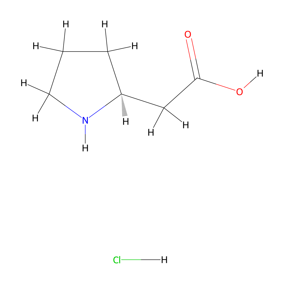 (S)-2-(2-Pyrrolidinyl)acetic acid hydrochloride molecular structure, CAS 53912-85-9