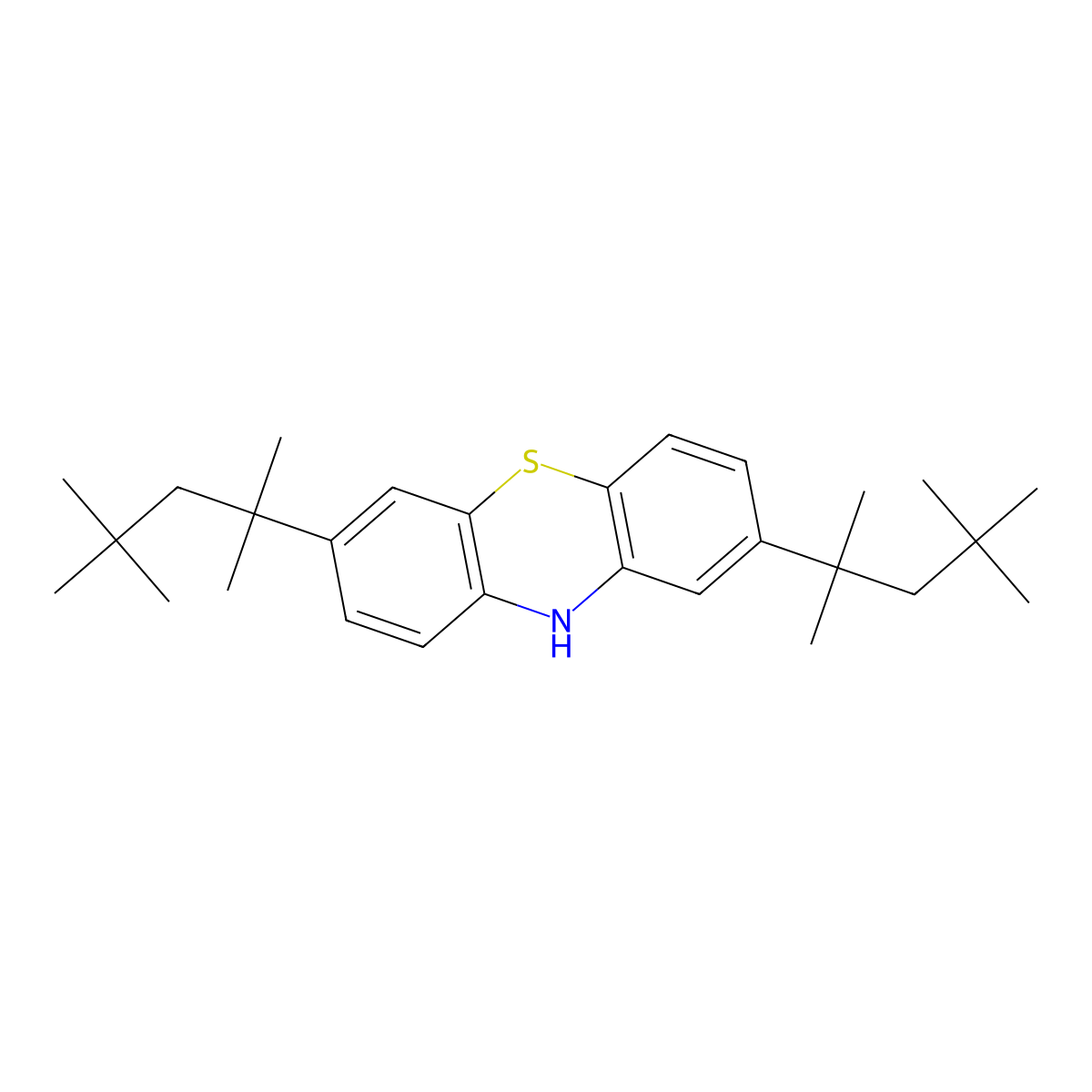 2,7-Bis(1,1,3,3-tetramethylbutyl)-10H-phenothiazine molecular structure, CAS 53915-72-3