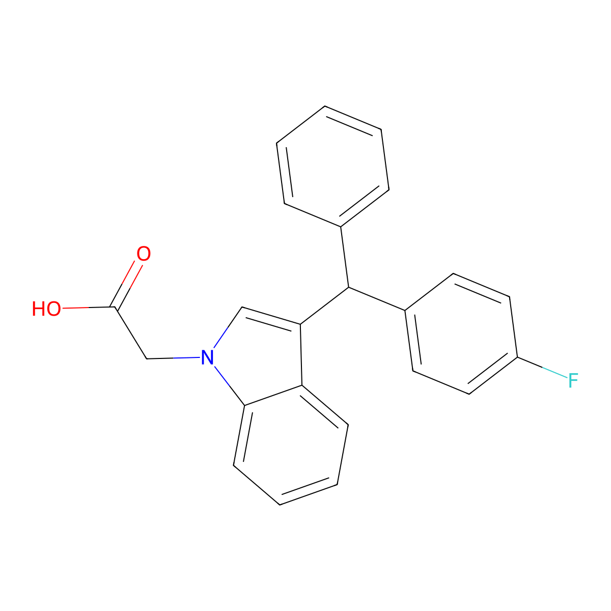 1H-Indole-1-acetic acid, 3-((4-fluorophenyl)phenylmethyl)- molecular structure, CAS 53924-15-5