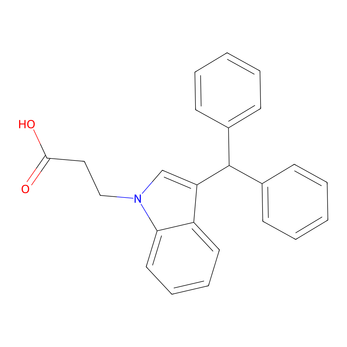 1H-Indole-1-propionic acid, 3-(diphenylmethyl)- molecular structure, CAS 53924-17-7