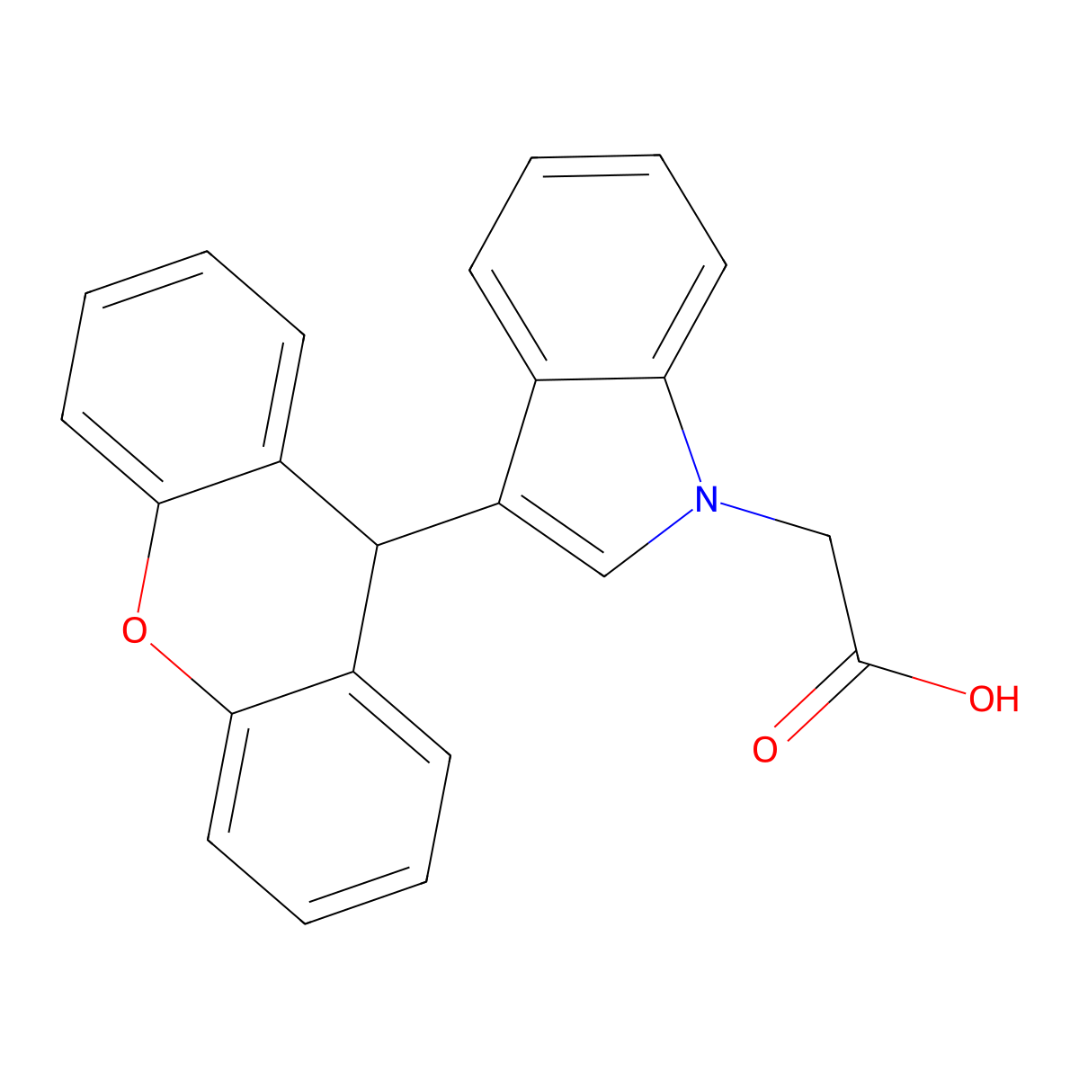 1H-Indole-1-acetic acid, 3-(9H-xanthen-9-yl)- molecular structure, CAS 53924-18-8