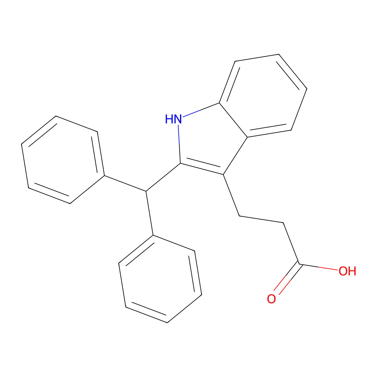 1H-Indole-3-propionic acid, 2-(diphenylmethyl)- molecular structure, CAS 53924-31-5