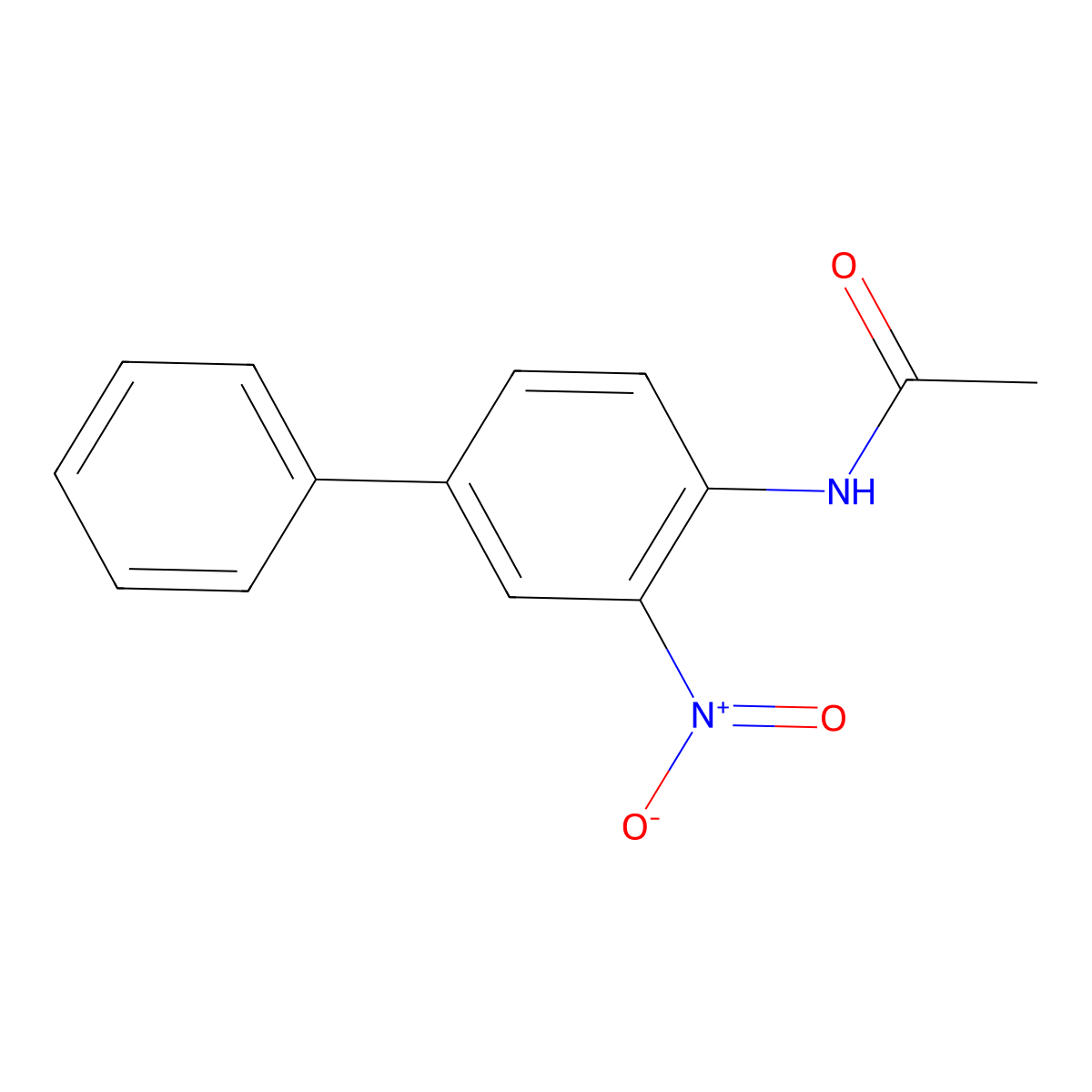 Acetamide, N-(3-nitro(1,1'-biphenyl)-4-yl)- molecular structure, CAS 5393-46-4