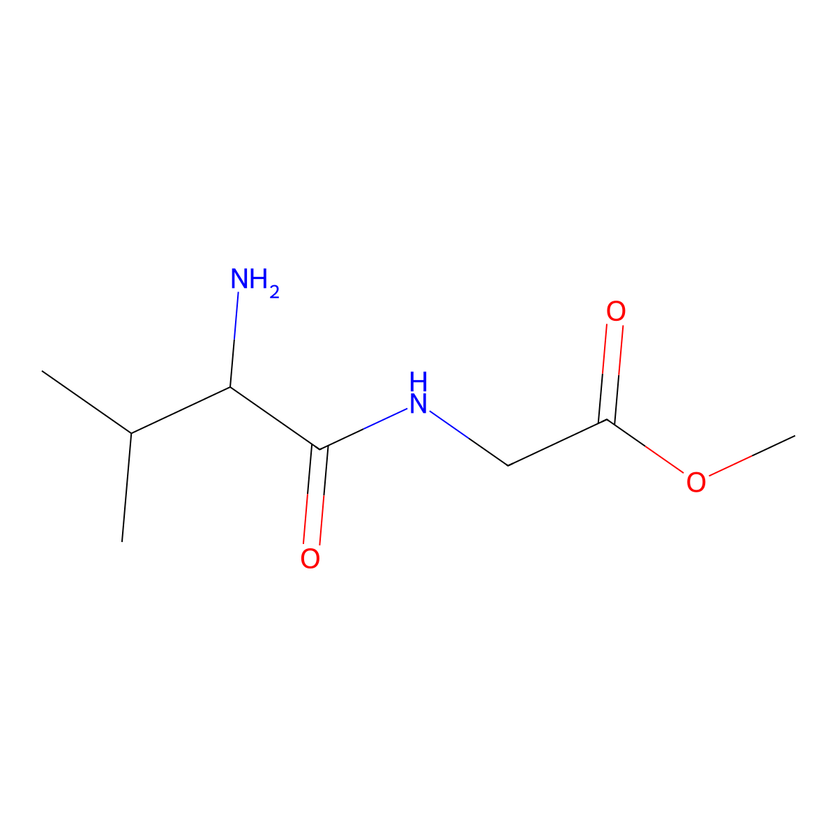 methyl 2-[(2S)-2-amino-3-methylbutanamido]acetate molecular structure, CAS 53932-18-6
