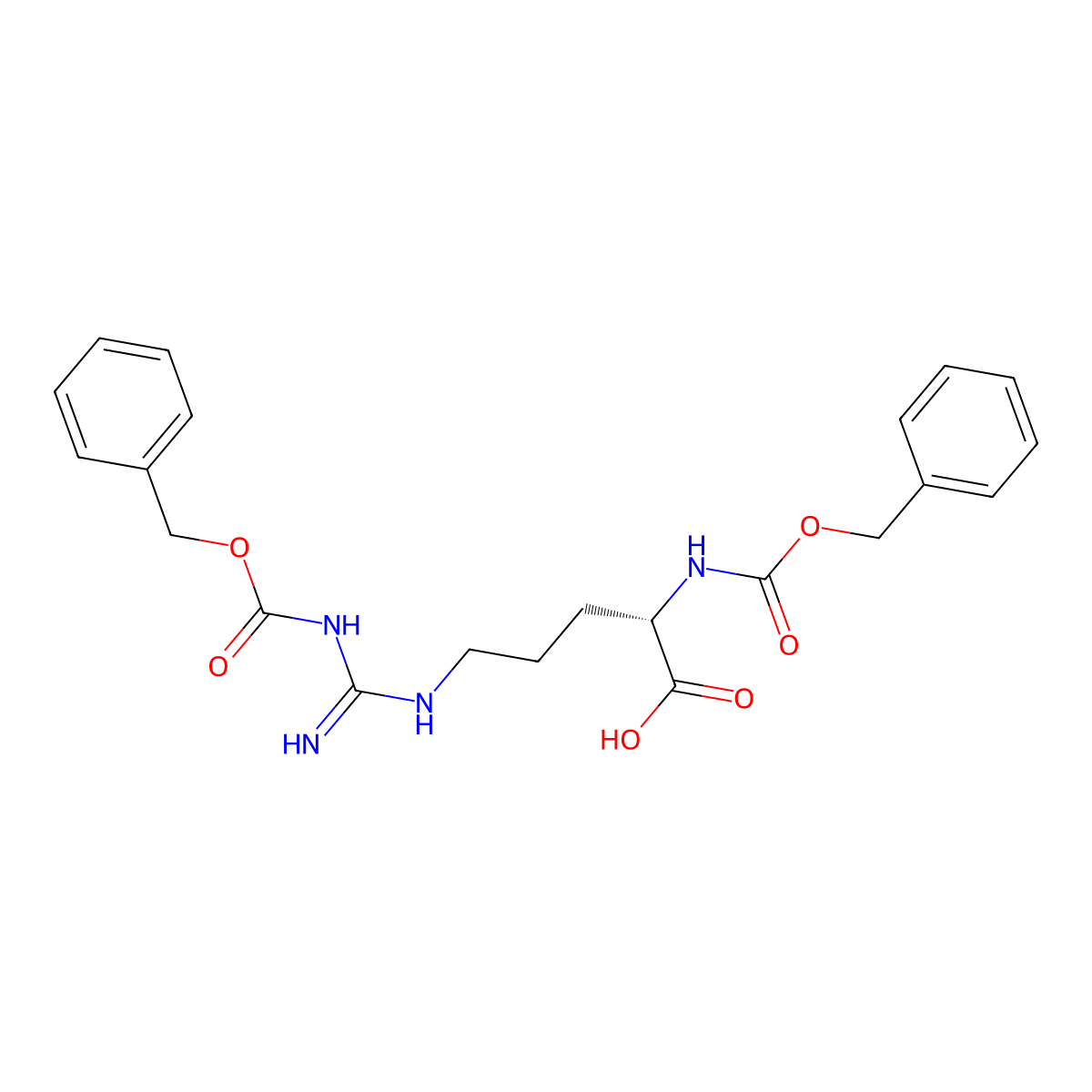 (E)-N~5~-(Amino(((benzyloxy)carbonyl)amino)methylidene)-N~2~-((benzyloxy)carbonyl)-L-ornithine molecular structure, CAS 53934-75-1