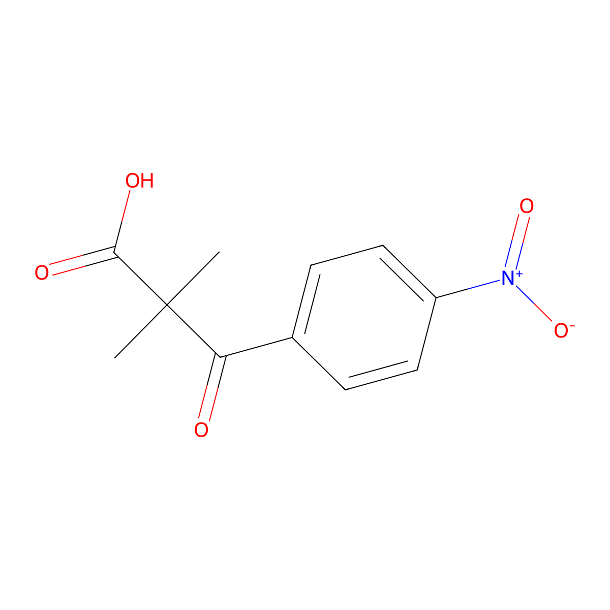 2,2-Dimethyl-3-(4-nitrophenyl)-3-oxopropanoic acid molecular structure, CAS 53935-64-1