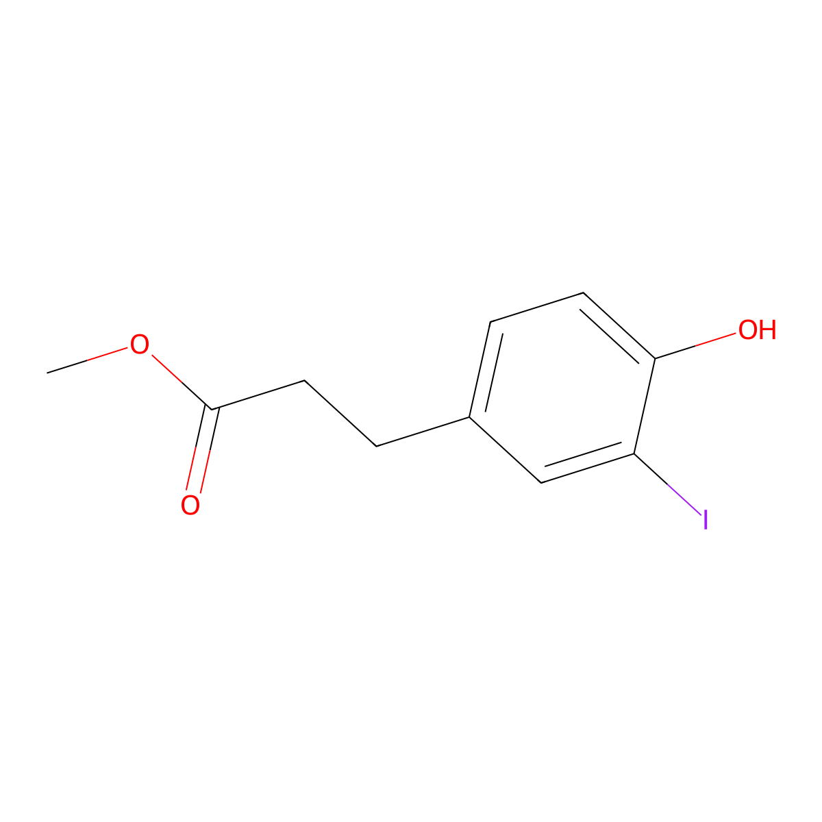 Methyl 3-(4-hydroxy-3-iodophenyl)propanoate molecular structure, CAS 53937-20-5
