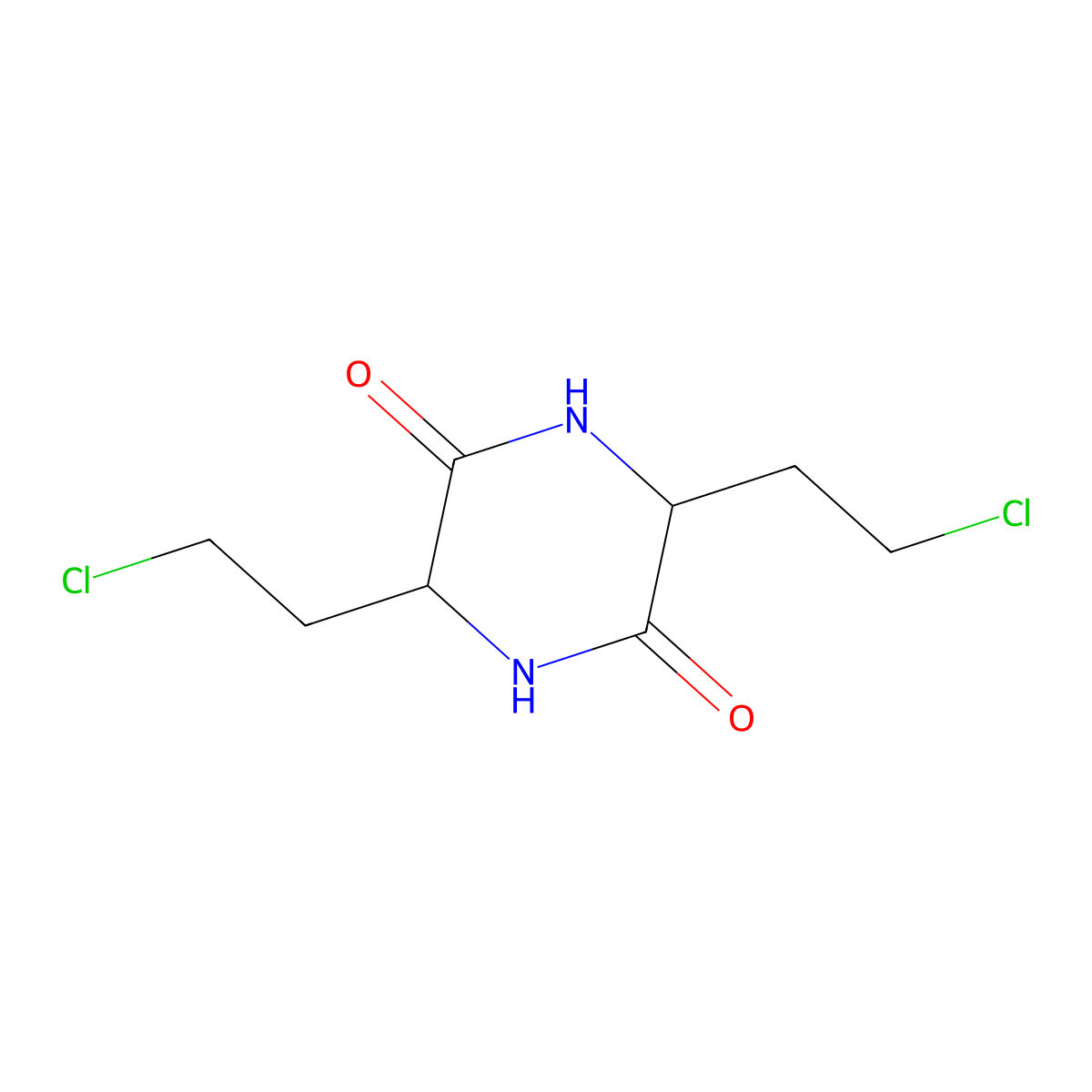 3,6-Bis(2-chloroethyl)piperazine-2,5-dione molecular structure, CAS 5394-22-9