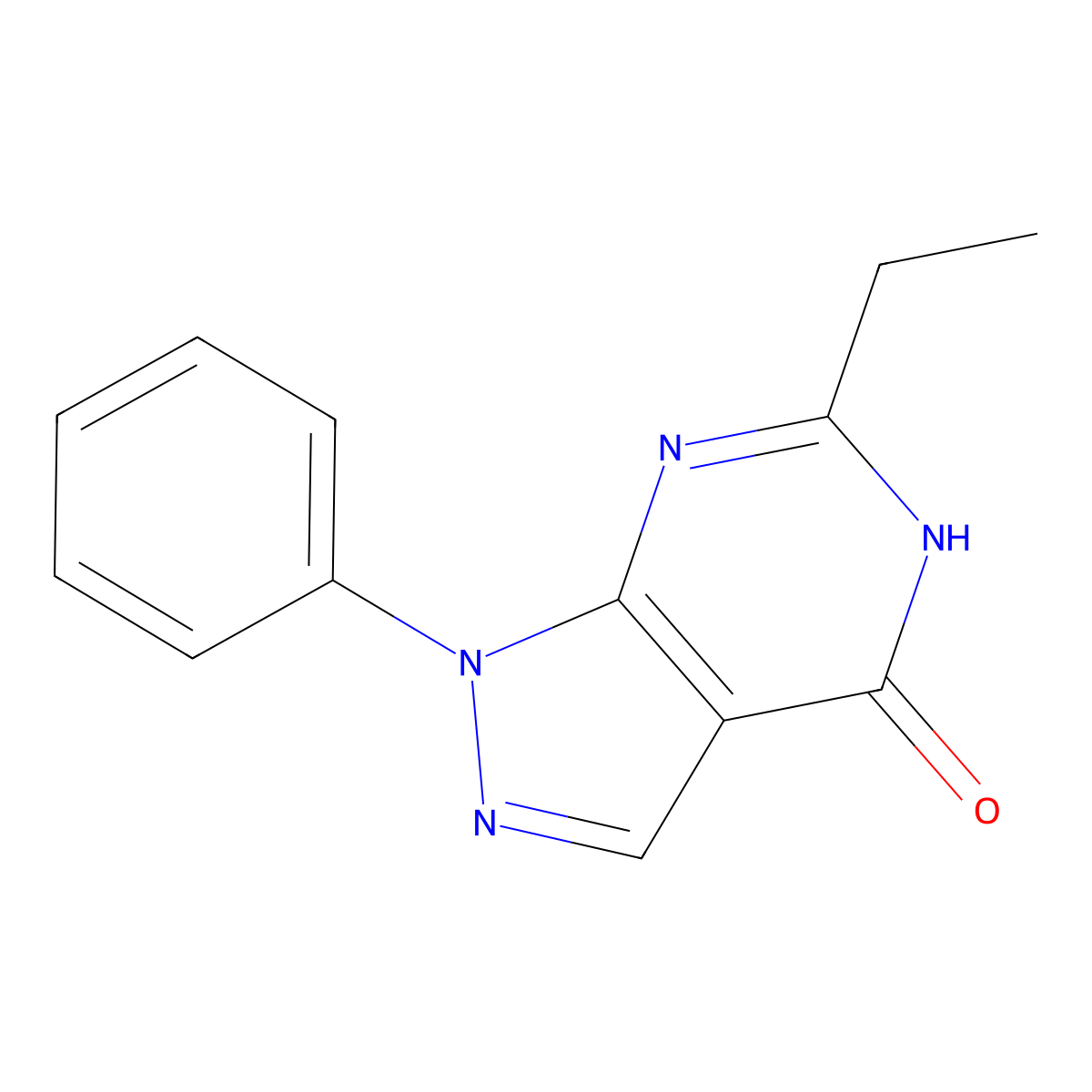 6-Ethyl-1-phenyl-1,2-dihydro-4h-pyrazolo[3,4-d]pyrimidin-4-one molecular structure, CAS 5394-42-3