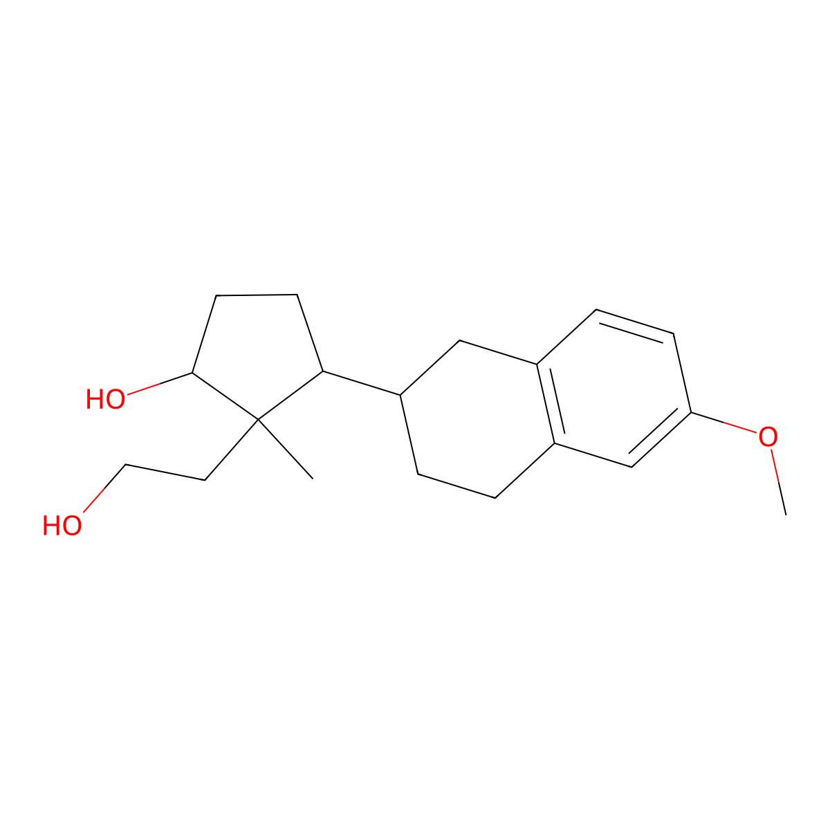 (1S,2S,3S)-2-(2-hydroxyethyl)-3-[(2R)-6-methoxy-1,2,3,4-tetrahydronaphthalen-2-yl]-2-methylcyclopentan-1-ol molecular structure, CAS 53940-77-5