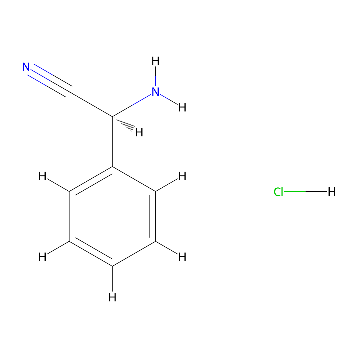 (S)-2-Amino-2-phenylacetonitrile hydrochloride molecular structure, CAS 53941-45-0