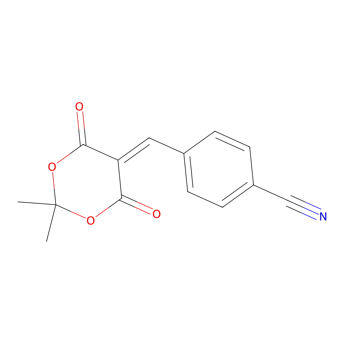 4-[(2,2-Dimethyl-4,6-dioxo-1,3-dioxan-5-ylidene)methyl]benzonitrile molecular structure, CAS 53942-70-4