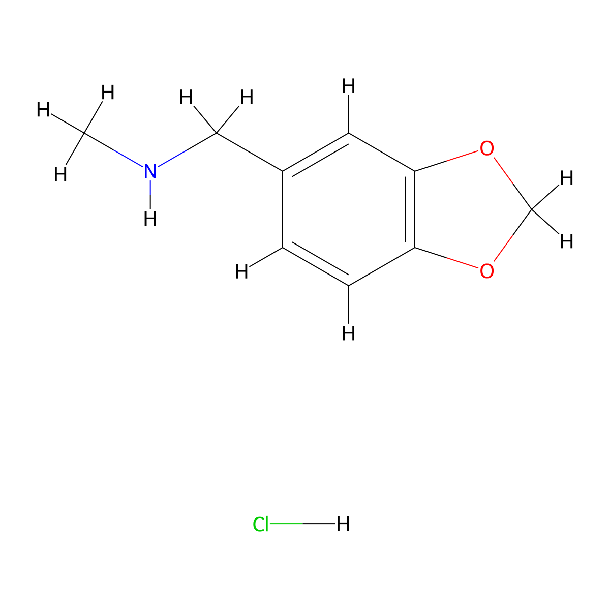 1-(Benzo[d][1,3]dioxol-5-yl)-N-methylmethanamine hydrochloride molecular structure, CAS 53942-89-5