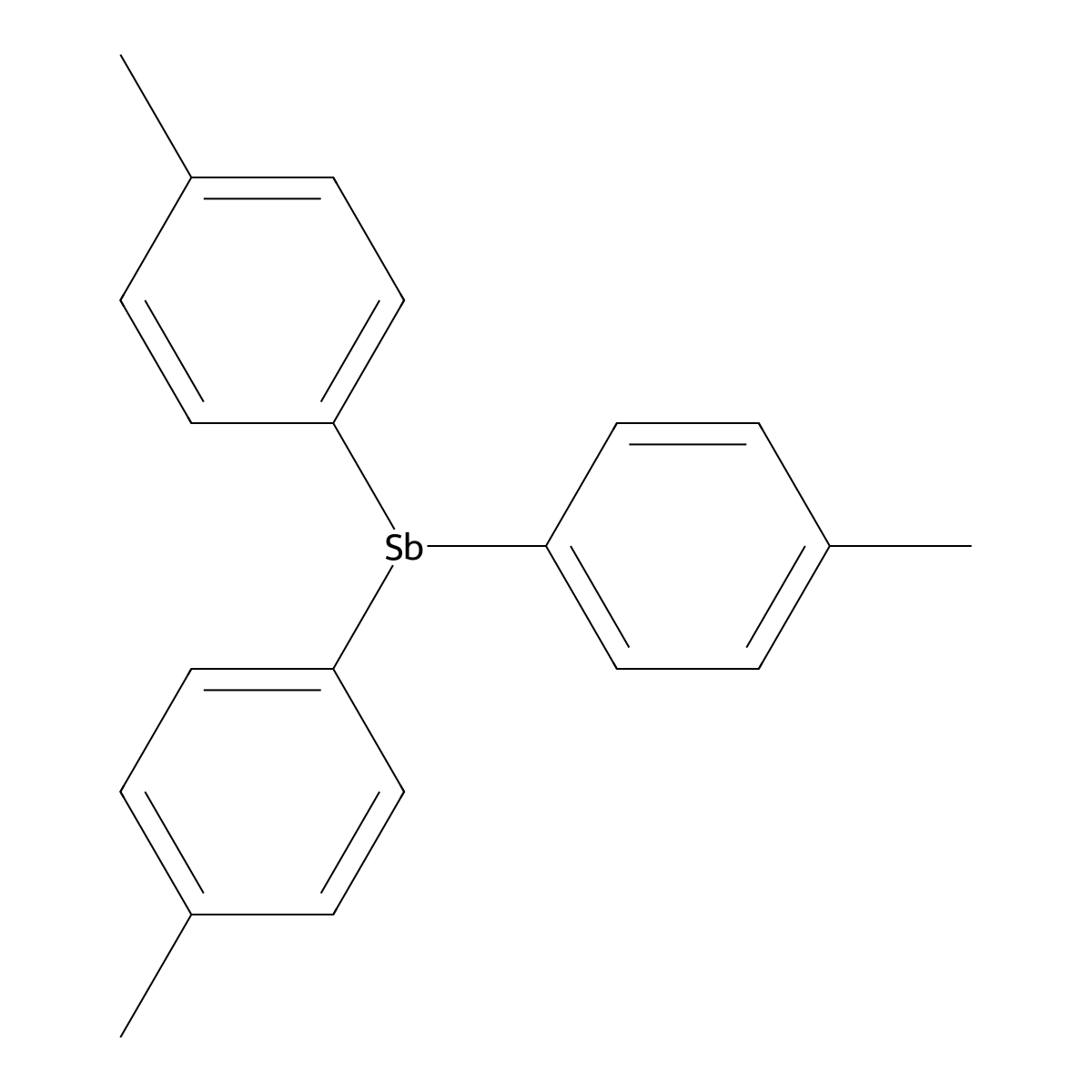 Tris(4-methylphenyl)stibine molecular structure, CAS 5395-43-7