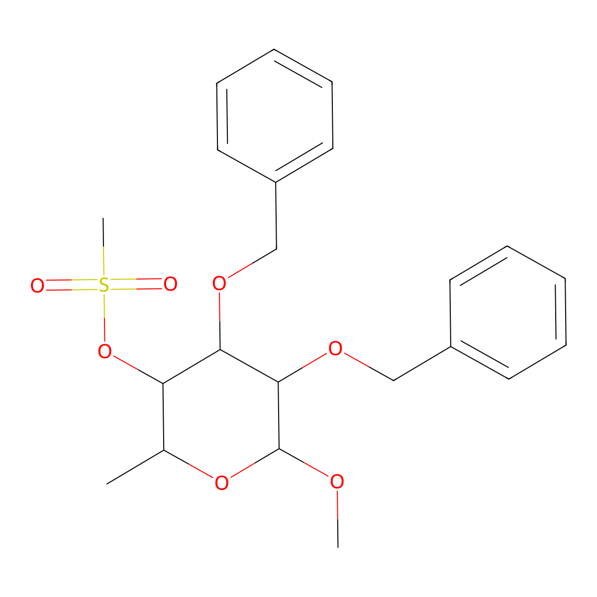 [6-Methoxy-2-methyl-4,5-bis(phenylmethoxy)oxan-3-yl] methanesulfonate molecular structure, CAS 53951-08-9