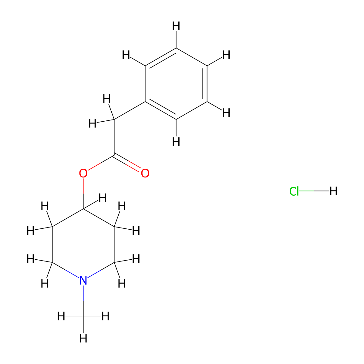Benzeneacetic acid, 1-methyl-4-piperidinyl ester, hydrochloride molecular structure, CAS 53955-04-7