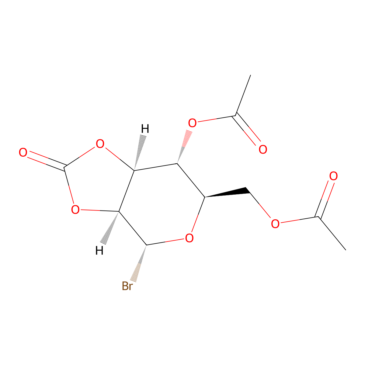 [(3aS,4R,6R,7R,7aS)-7-acetyloxy-4-bromo-2-oxo-4,6,7,7a-tetrahydro-3aH-[1,3]dioxolo[4,5-c]pyran-6-yl]methyl acetate molecular structure, CAS 53958-21-7