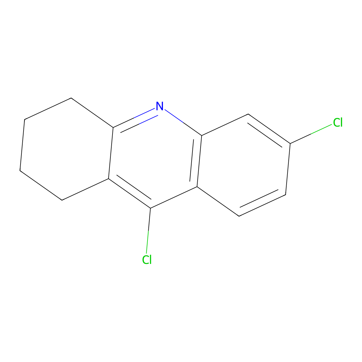 6,9-Dichloro-1,2,3,4-tetrahydroacridine molecular structure, CAS 5396-25-8
