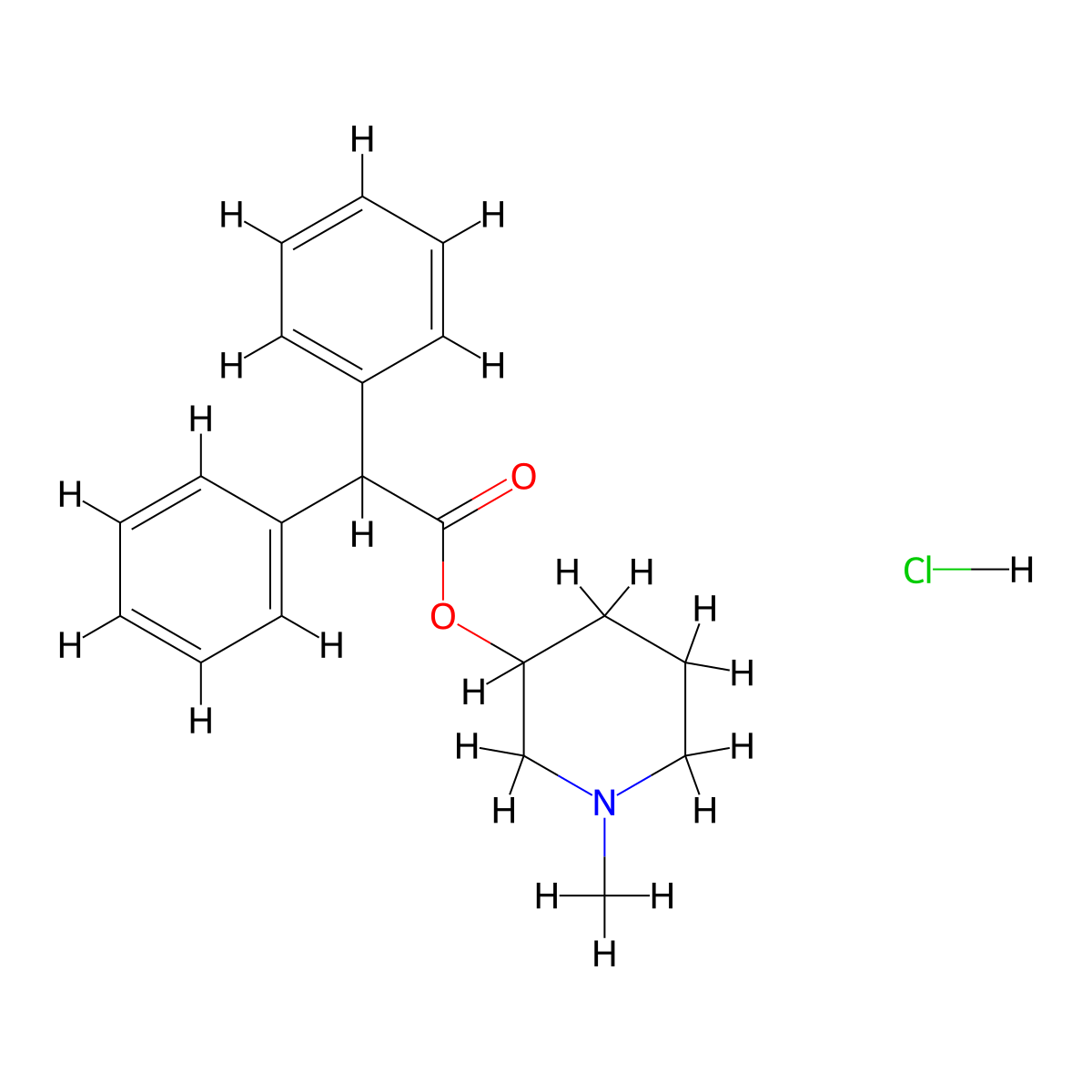 (1-Methylpiperidin-3-yl) 2,2-diphenylacetate;hydrochloride molecular structure, CAS 5396-78-1