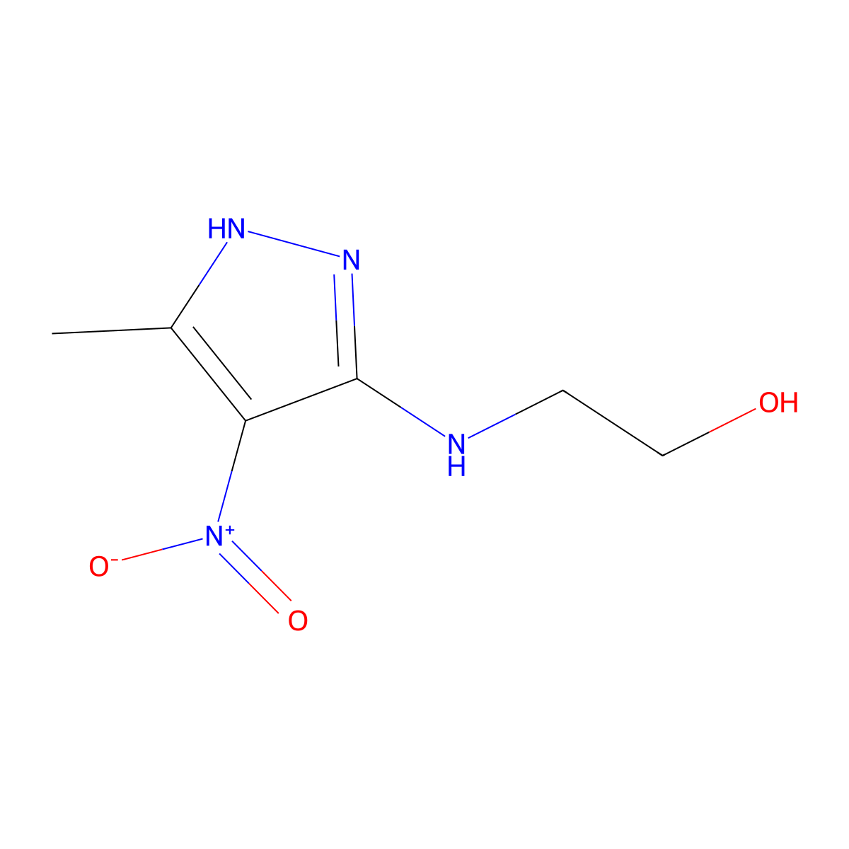 2-[(5-methyl-4-nitro-1H-pyrazol-3-yl)amino]ethanol molecular structure, CAS 53960-87-5