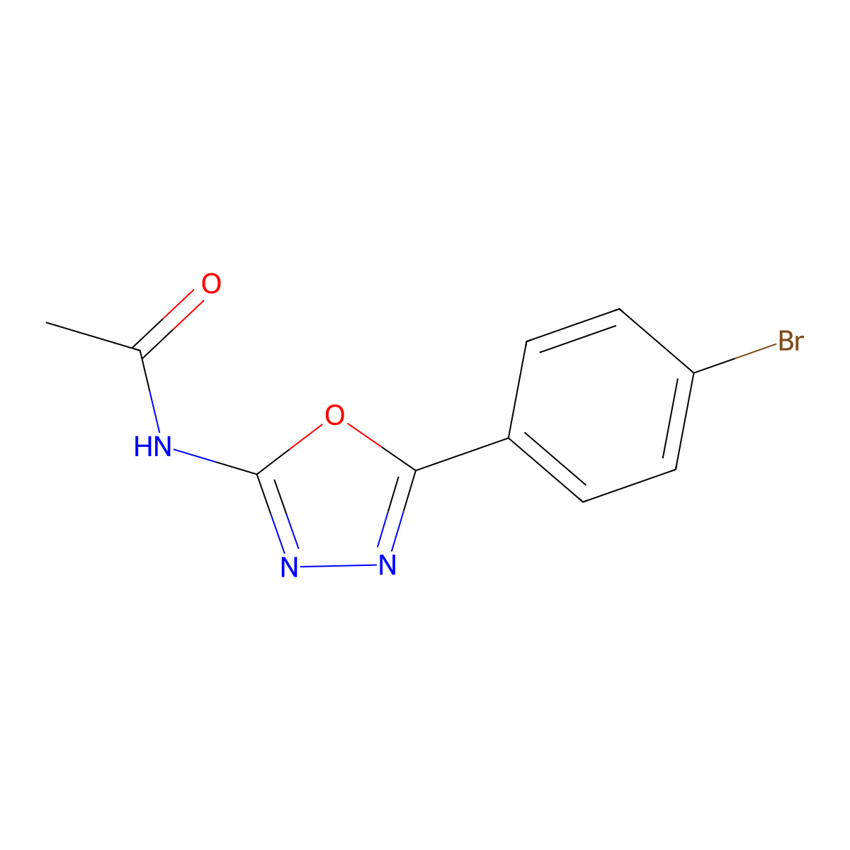 N-[5-(4-bromophenyl)-1,3,4-oxadiazol-2-yl]acetamide molecular structure, CAS 53961-75-4