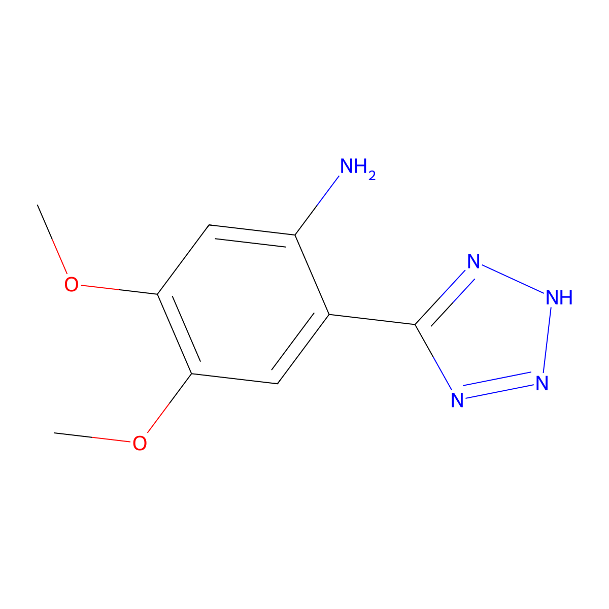4,5-dimethoxy-2-(2H-tetrazol-5-yl)aniline molecular structure, CAS 53967-59-2