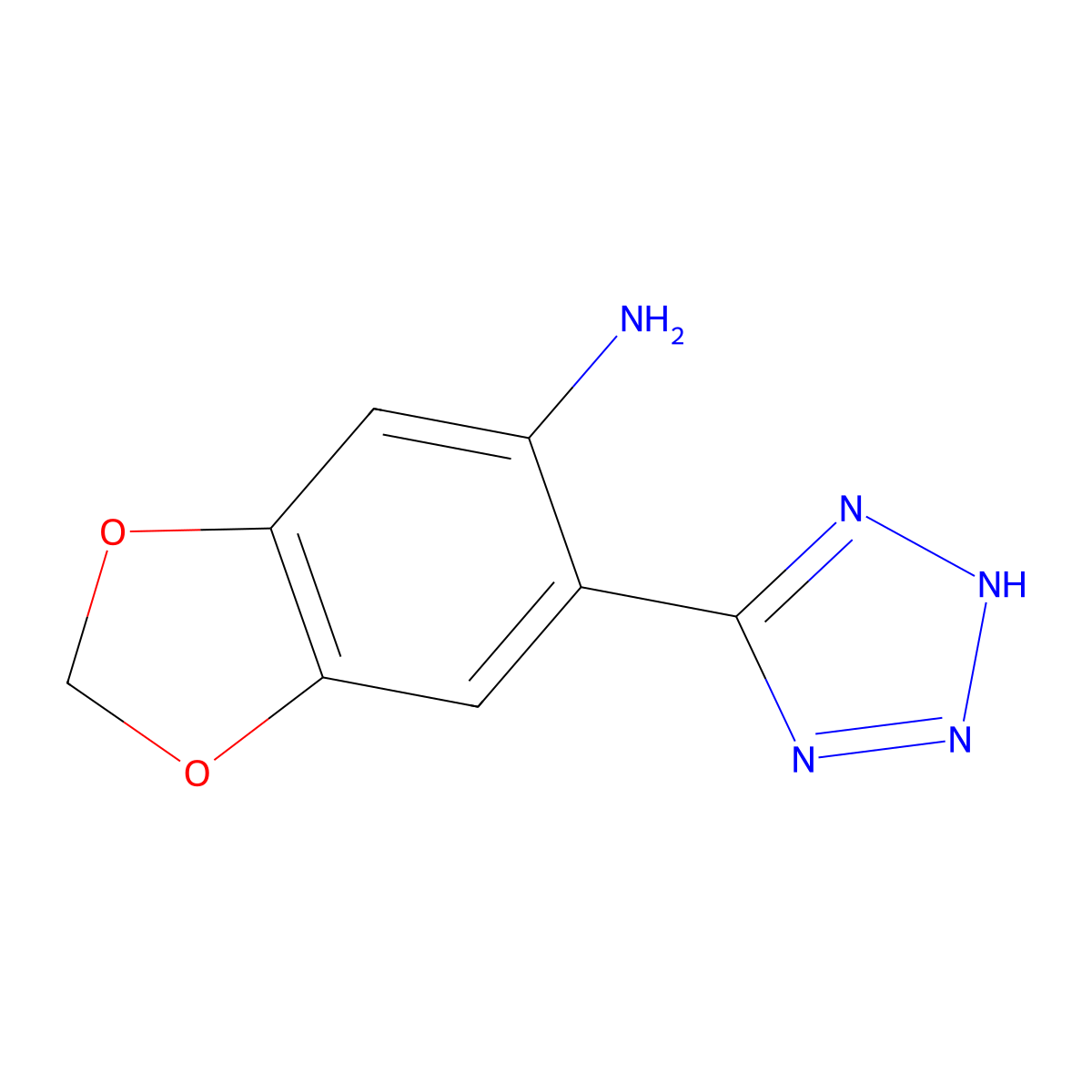 6-(1H-tetrazol-5-yl)-1,3-benzodioxol-5-amine molecular structure, CAS 53967-60-5
